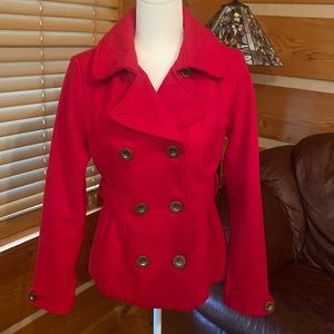 Women's Red Pea Coat